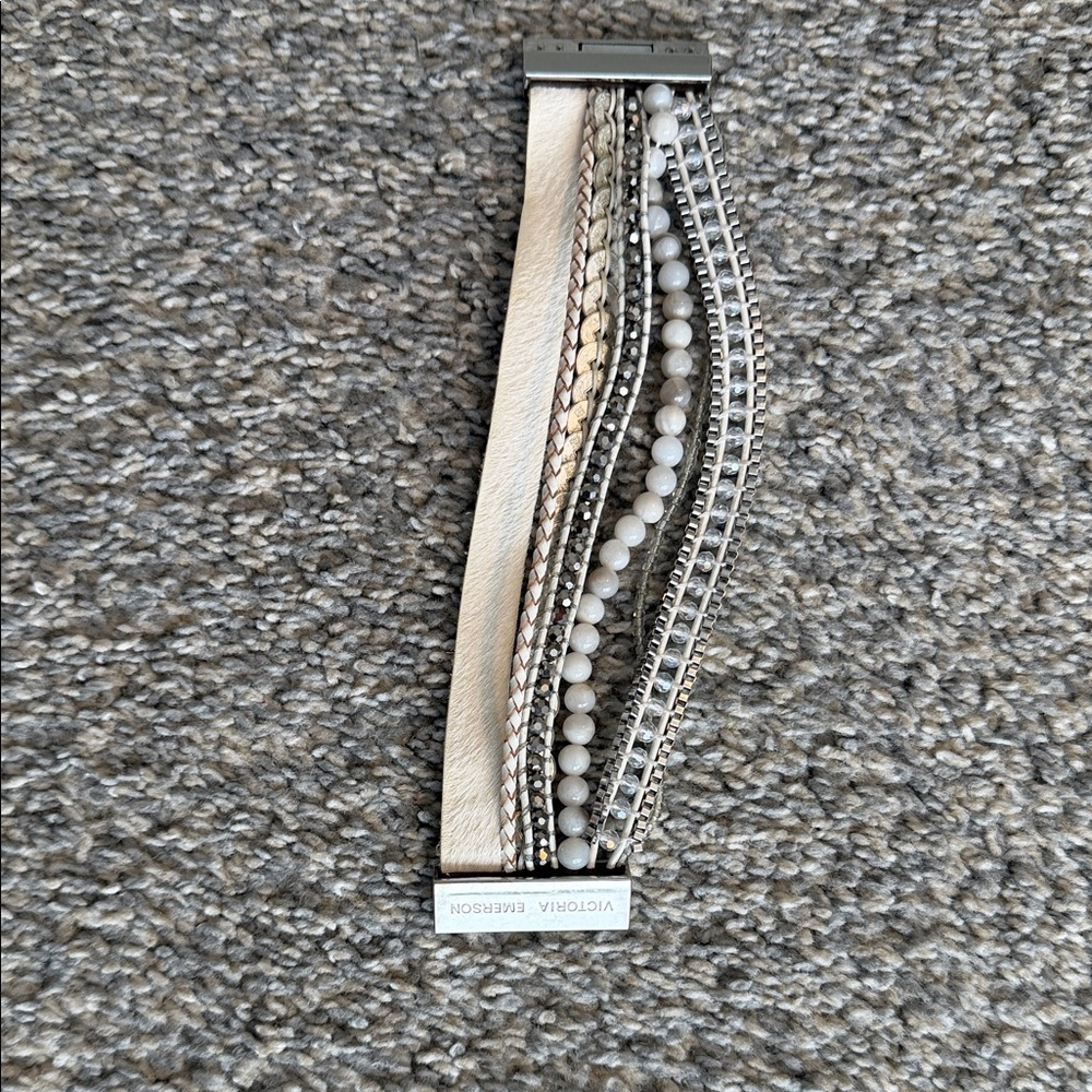Victoria Emerson Silver and Cream Multi-Strand Bracelet